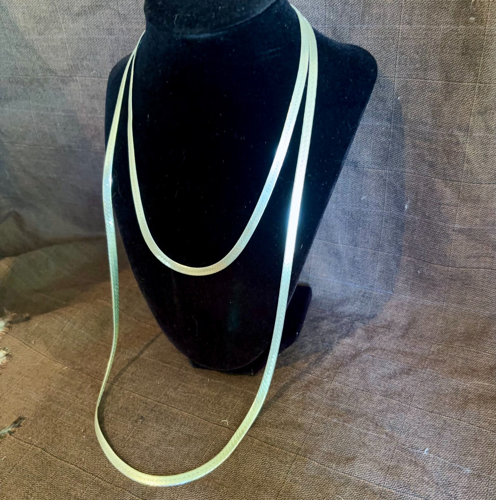 Vintage Italy 925 Sterling Silver Herringbone Chain Necklace Lot 18in 28in